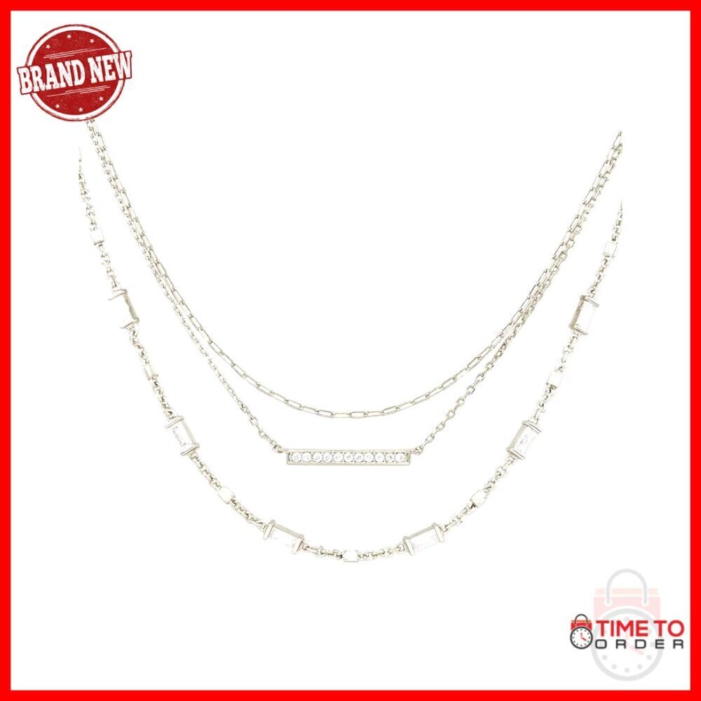 Silver Triple Strand Layered Necklace Elegant Minimal Chic Lobster Clasp